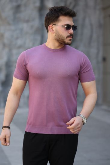 Erkek Viskon Kumaş Bisiklet Yaka Basic Tişört resmi